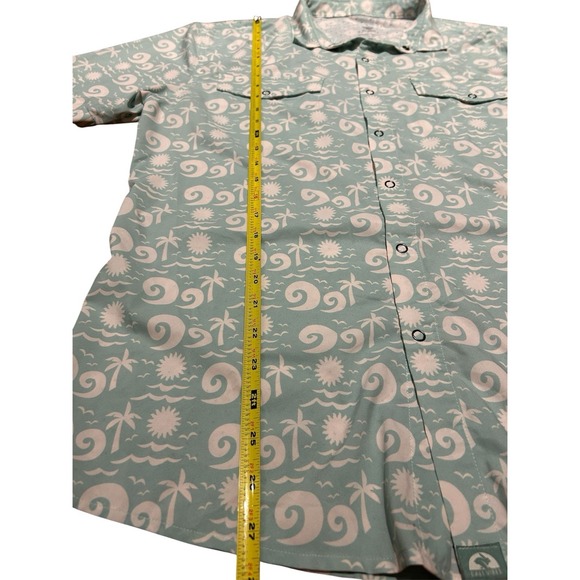 Rabbit Running Shirt Mens Low Tide Short Sleeve Snap Sz Large Perforated - Picture 7 of 8